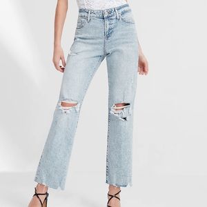 Express Light Wash Ripped Mid Rise Jeans